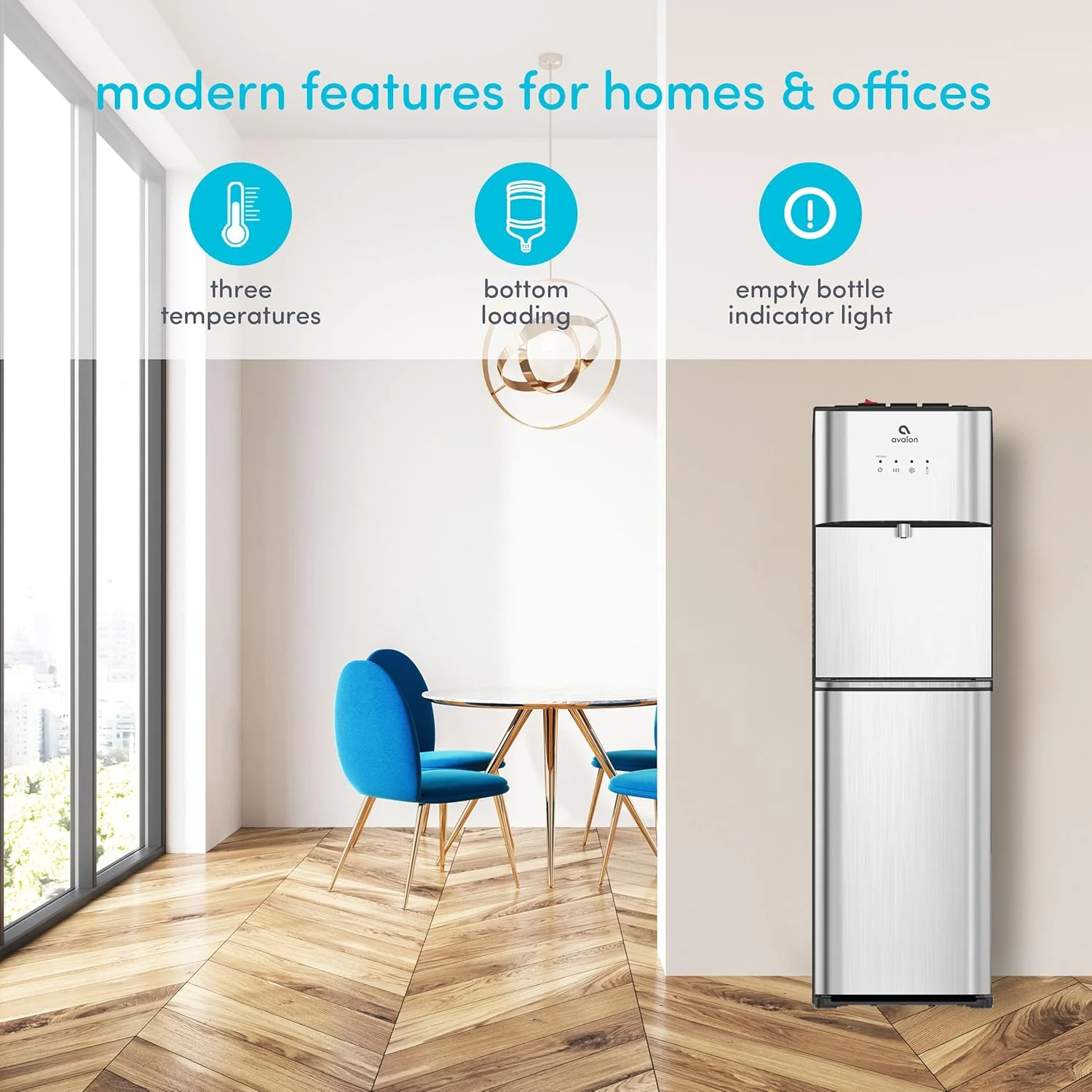 Limited Edition Self Cleaning Water Cooler Water Dispenser - 3 Temperature Settings - Hot, Cold & Room Water, Durable Stainless Steel Construction, Bottom Loading .