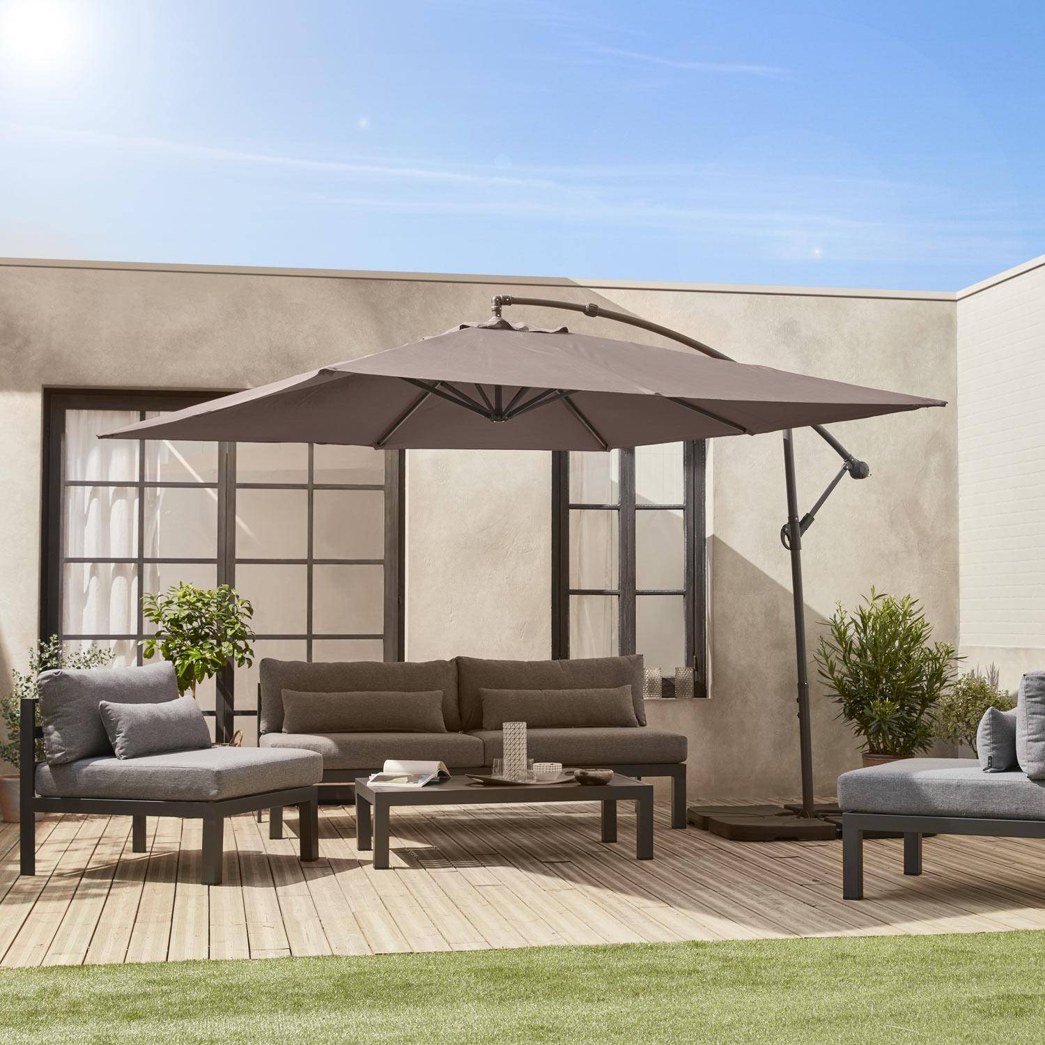 Hardelot - Parasol cuadrado excéntrico, 3x3m