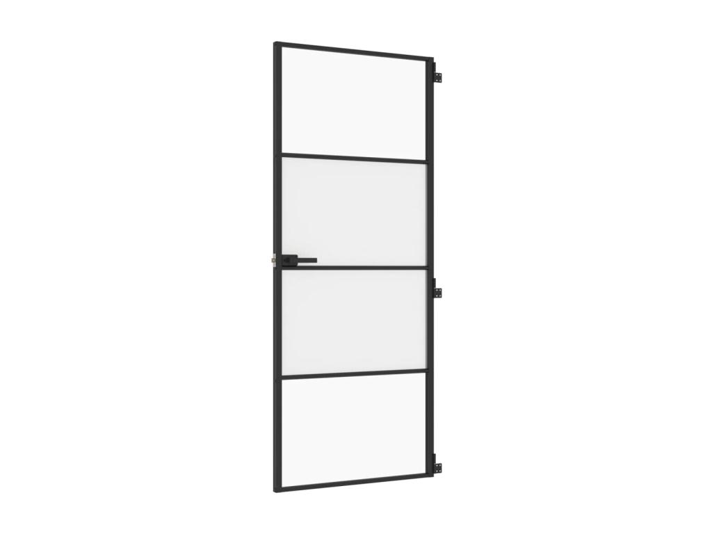Puerta interior fina negra 83x201,5 cm cristal templado aluminio