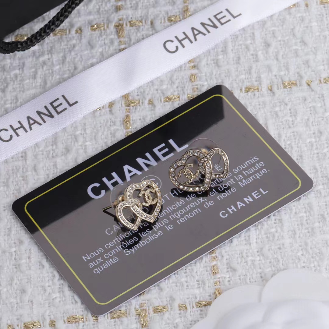 Chanel Two Hollow Heart Stud Earrings - Original Replica Club