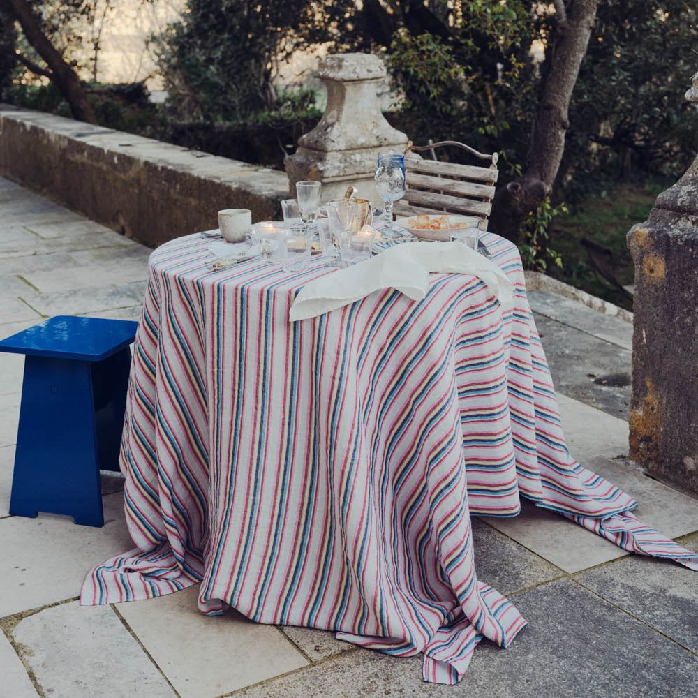 Nappe en lin lavé - Rayures Parasol