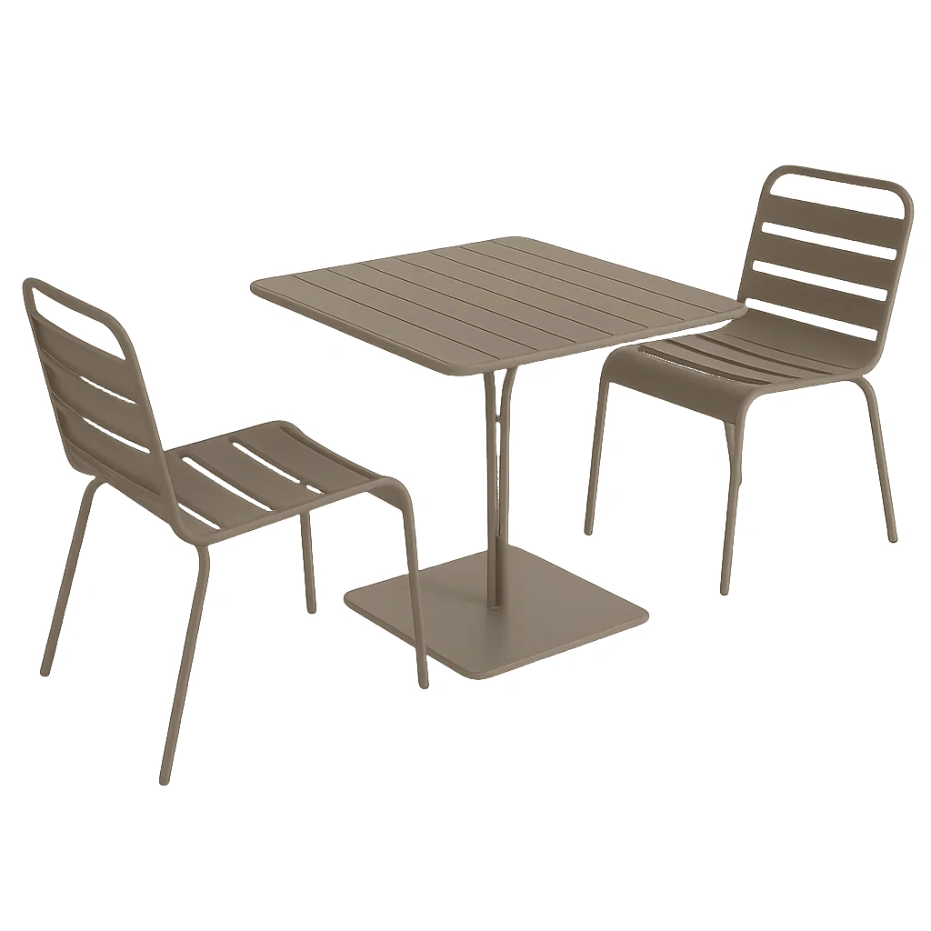Conjunto de comedor de jardín para 2 personas, estructura metálica, 2 sillas, 1 mesa, color topo - BMrxwbd175BW
