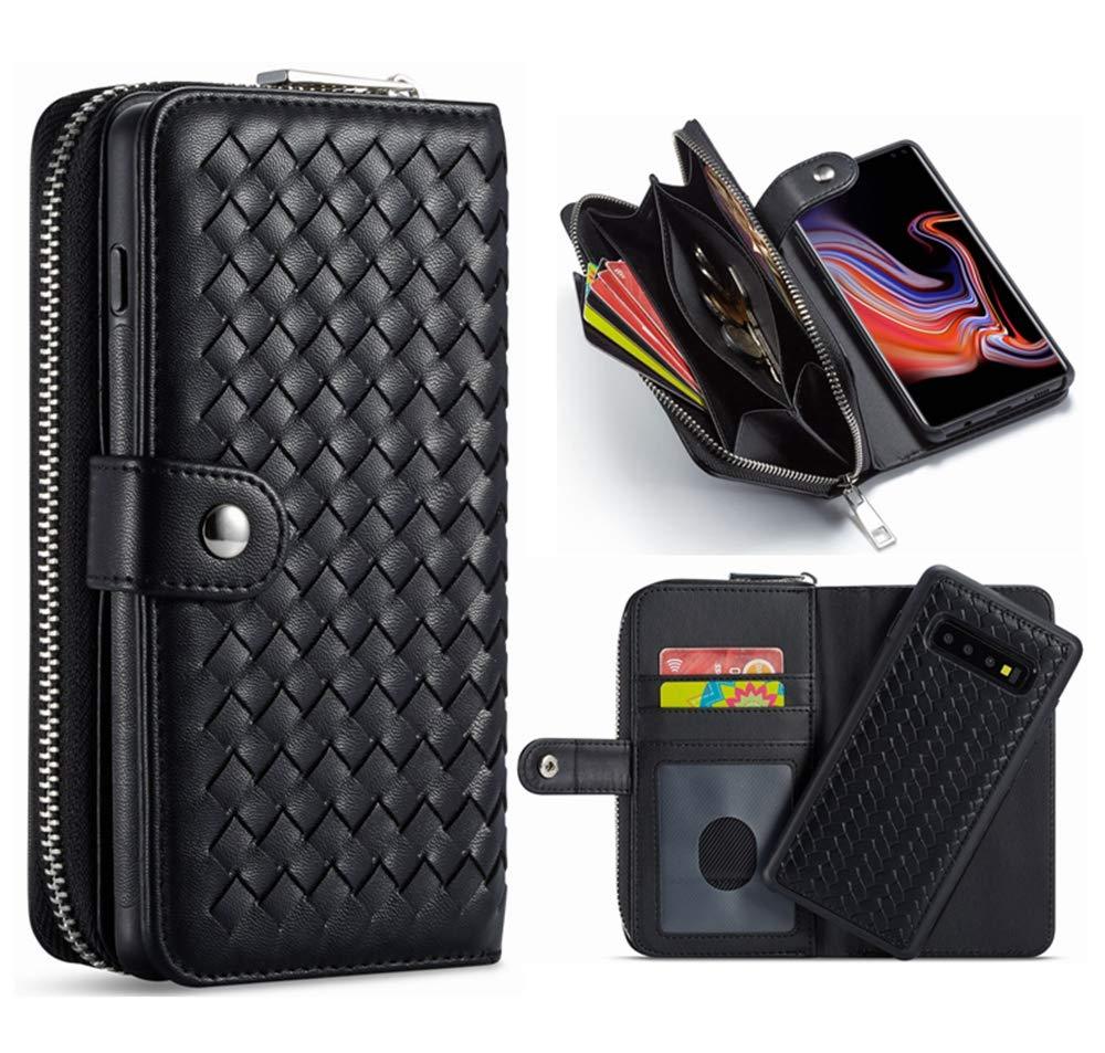 SAMSUNG Weave Texture Zipper Wallet Magnetic Detachable 2 In 1 Case
