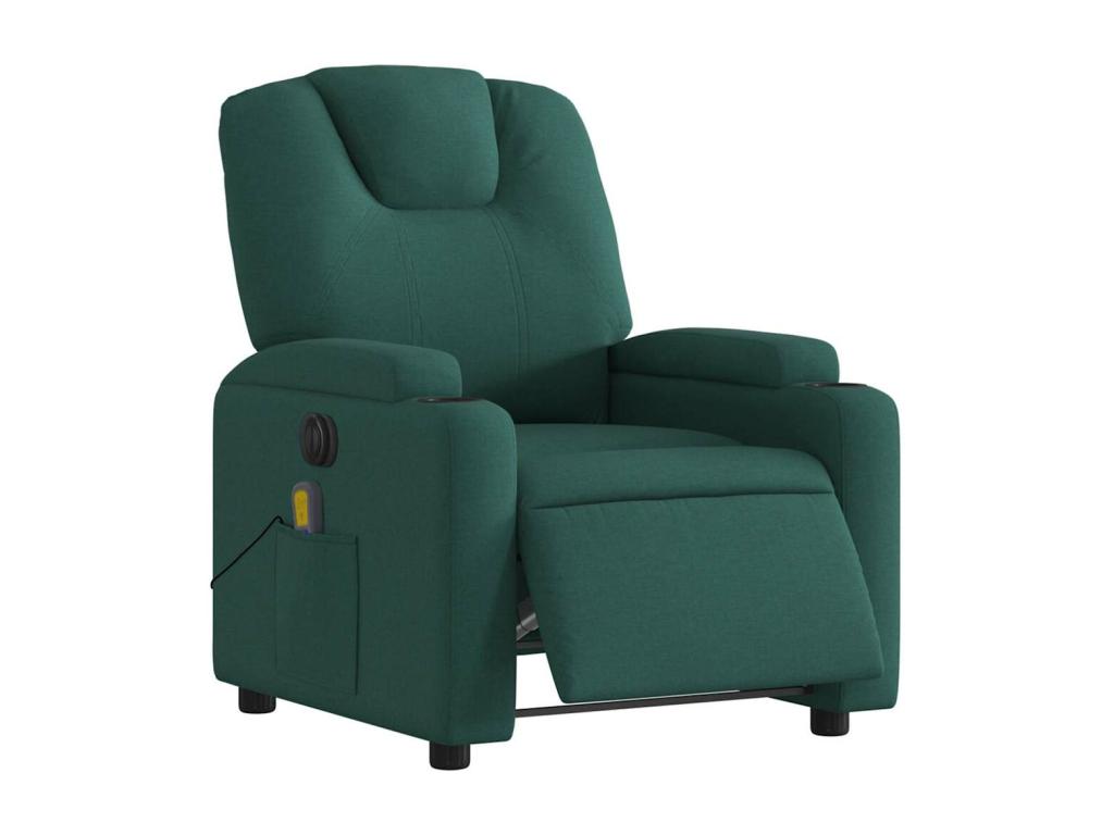 Sillón reclinable de masaje eléctrico tela verde oscuro