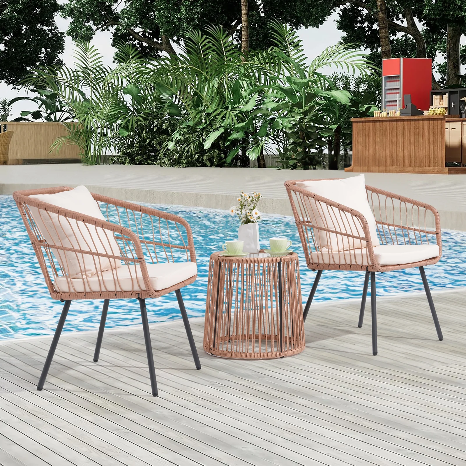 Patio Furniture Set, Betcozy3 Pieces Outdoor Chairs Set with Glass Coffee Table for Garden, Bistro, Porch, Balcony, Backyard - Image 10