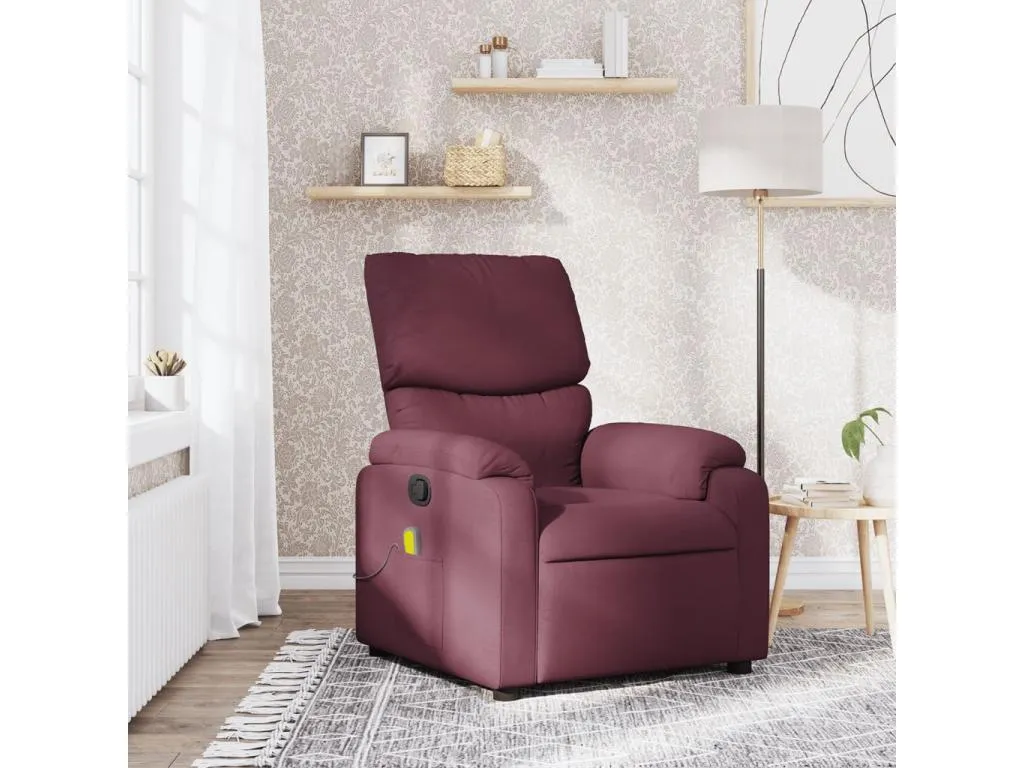 Sillón de masaje reclinable de tela color morado