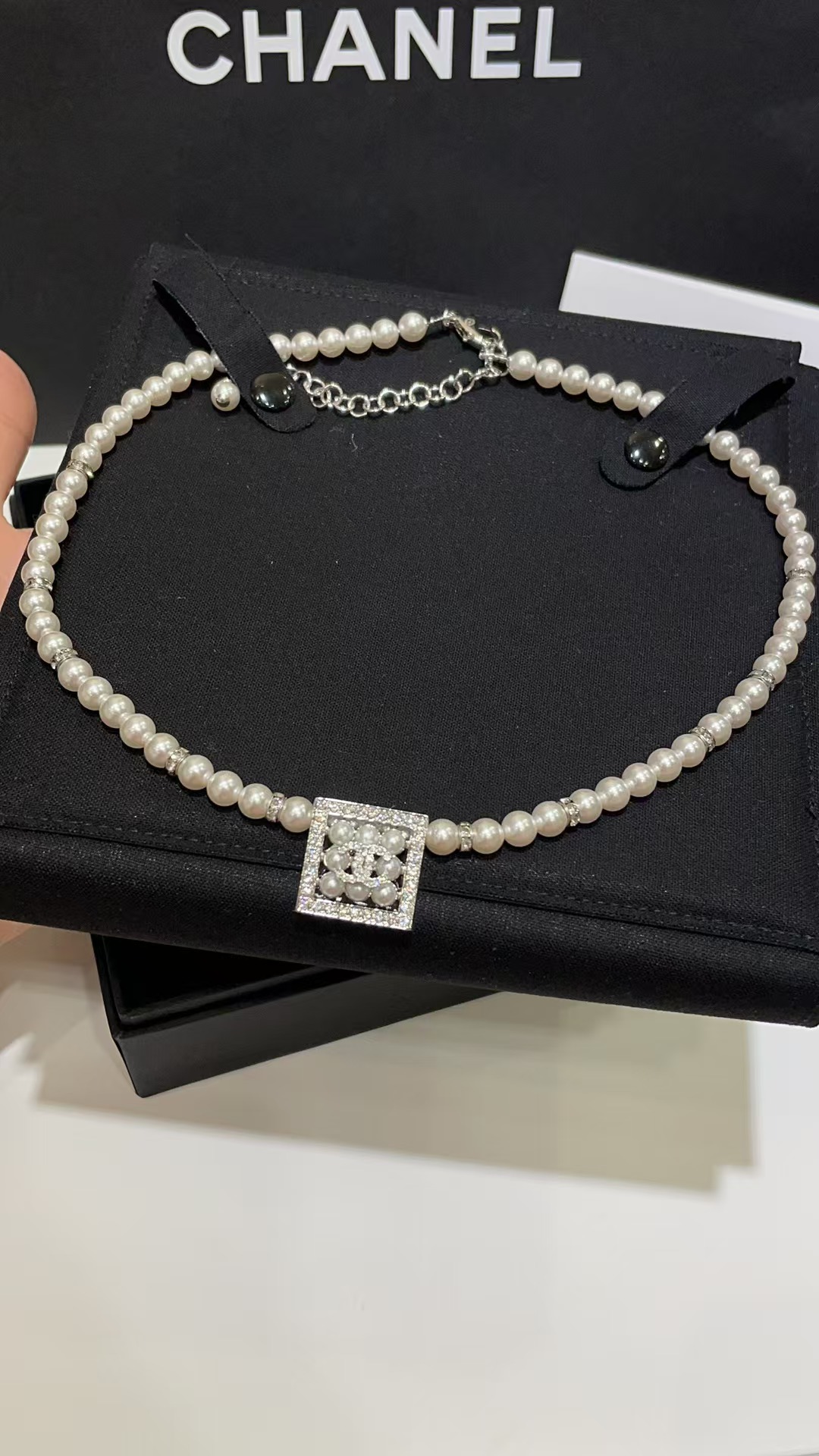 Chanel Square Pendant Pearl Necklace - Original Replica Club