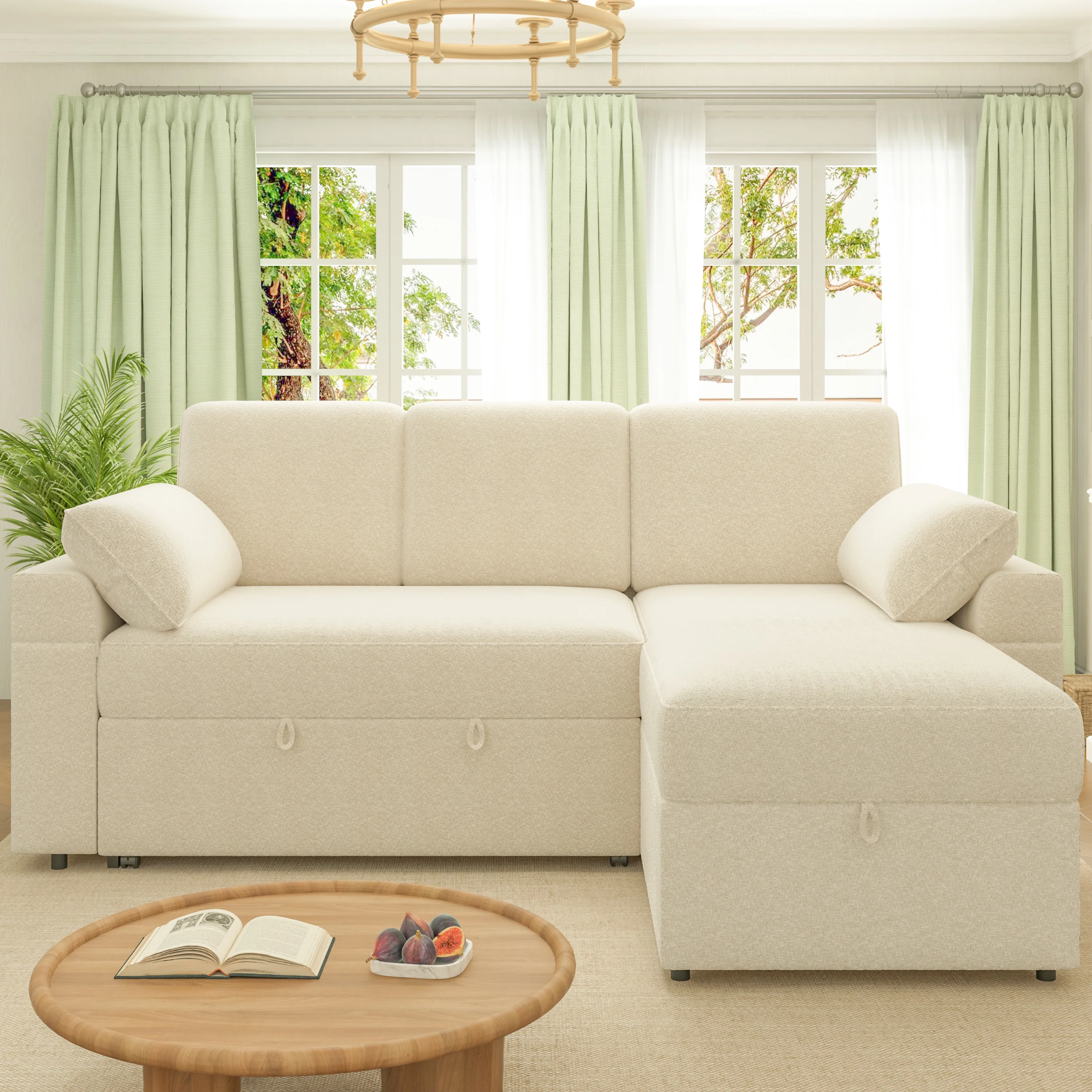 VANACC Sofa Bed, Adult Sleeper Sofa with Storage Chaise, Pull Out Couch for Bed Room, Gray Chenille - Image 28