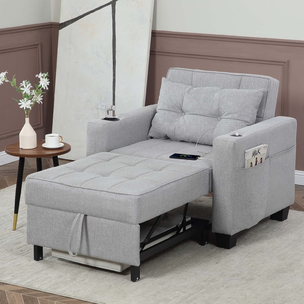 WAYFAIR Futon Chair Bed Convertible Chair 3-In-1 Pull Out Sleeper Chair Beds For Living Room