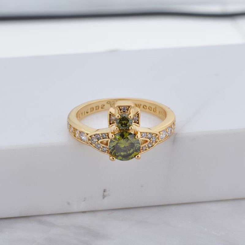 Vivienne Westwood Colorful Diamond Saturn Ring - Original Replica Club