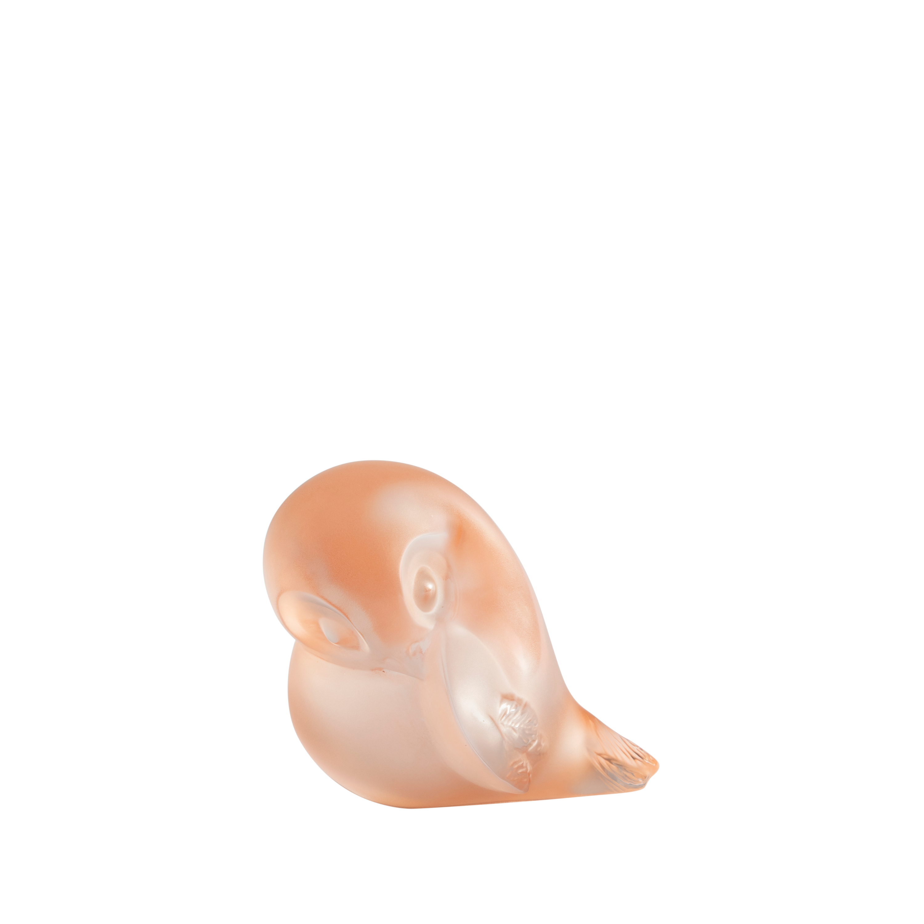 SCULPTURE PIOU-PIOU AILE LEVÉE - CRISTAL INCOLORE PATINÉ CORAIL