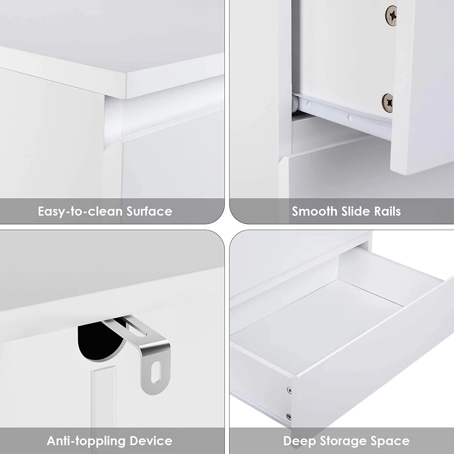 Homfa 5 Drawer White Dresser, Modern Storage Cabinet for Bedroom, White Chest of Drawers Wood Organizer for Living Room - Image 8
