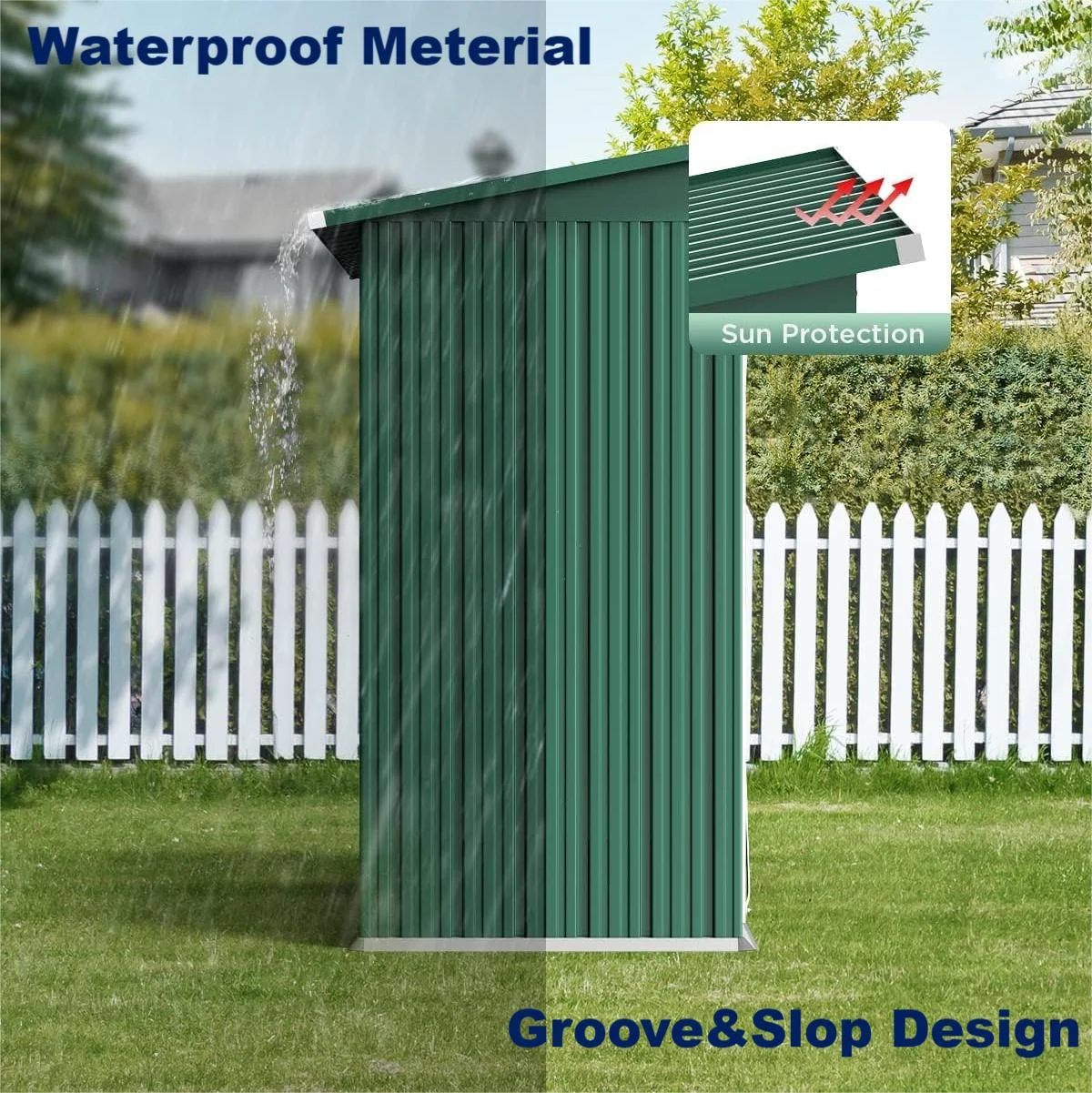 5' x 3' Outdoor Storage Shed, Metal Outdoor Storage Cabinet with Single Lockable Door, Waterproof Tool Shed,Gray - Image 22