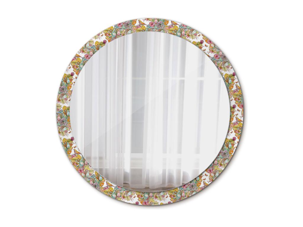 Espejo decorativo redondo - Flores de cuento de hadas - 100 cm