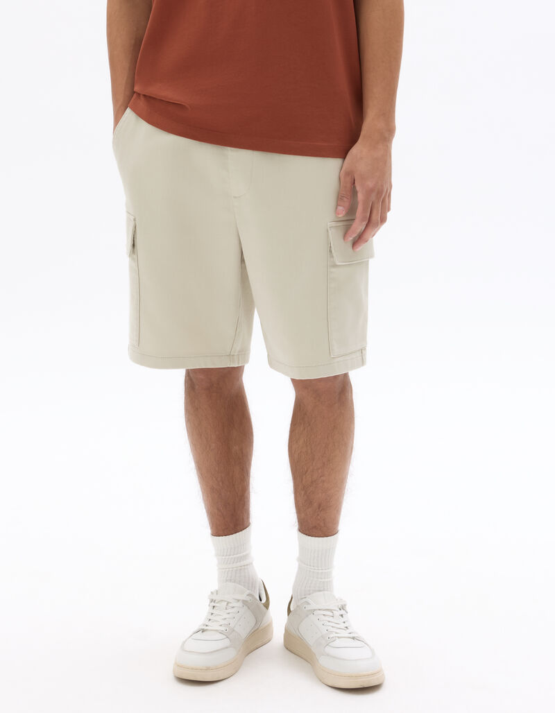 Stretch Cotton Cargo Shorts - Beige