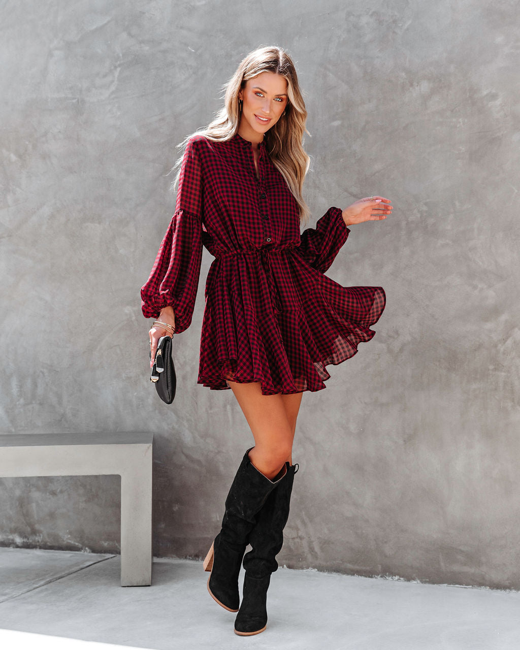Manchester Adjustable Balloon Sleeve Dress - Se7enfashion