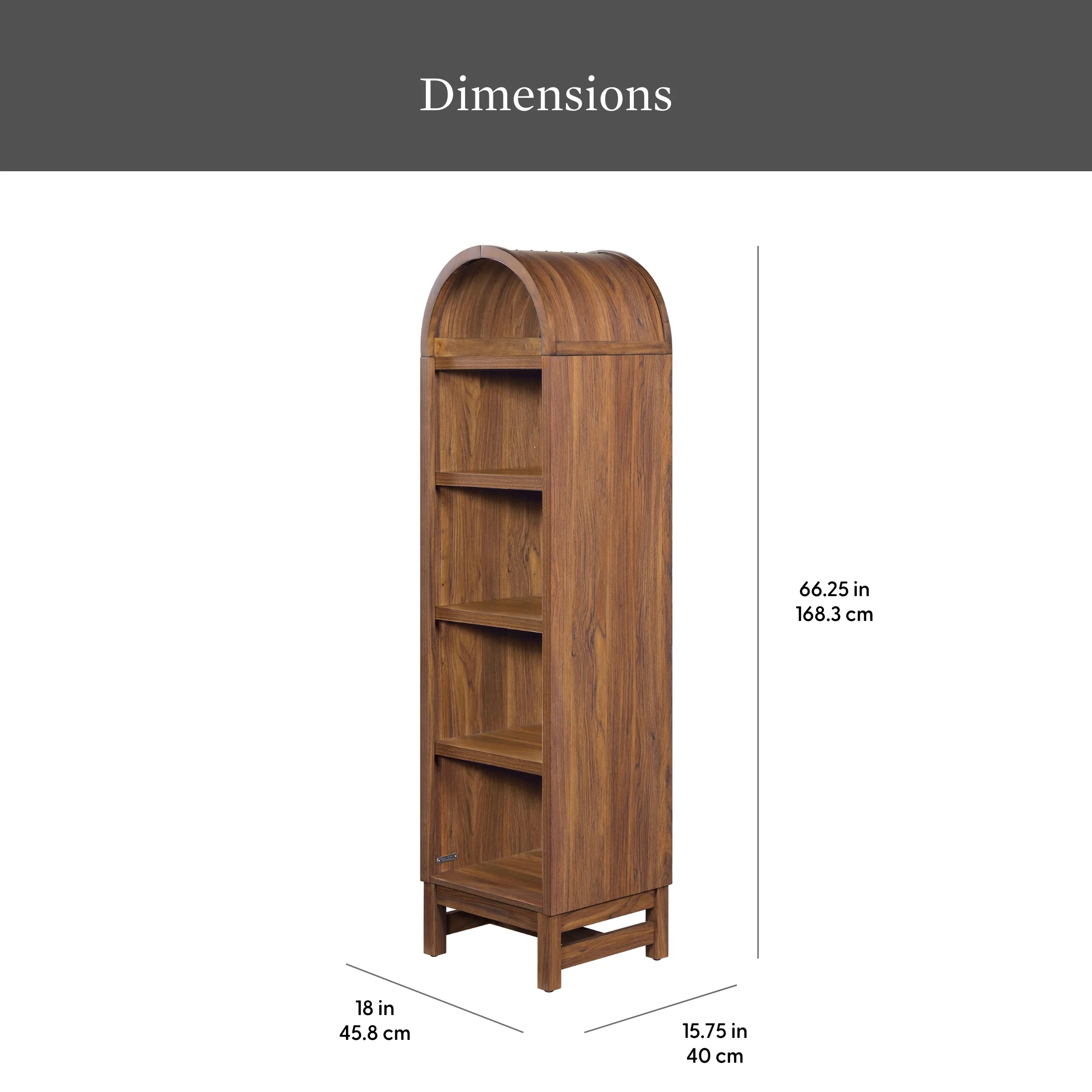 Better Homes & Gardens Juliet Narrow Arch Bookcase, Rich Black and Light Honey - Image 14