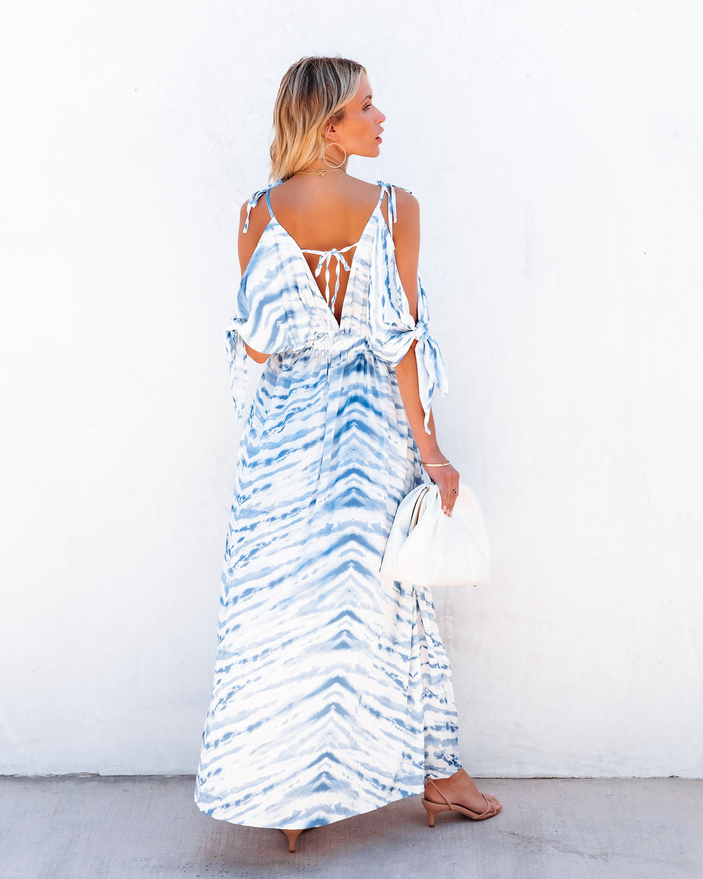 Strikingly Blue Cold Shoulder Maxi Dress - FINAL SALE - Se7enfashion