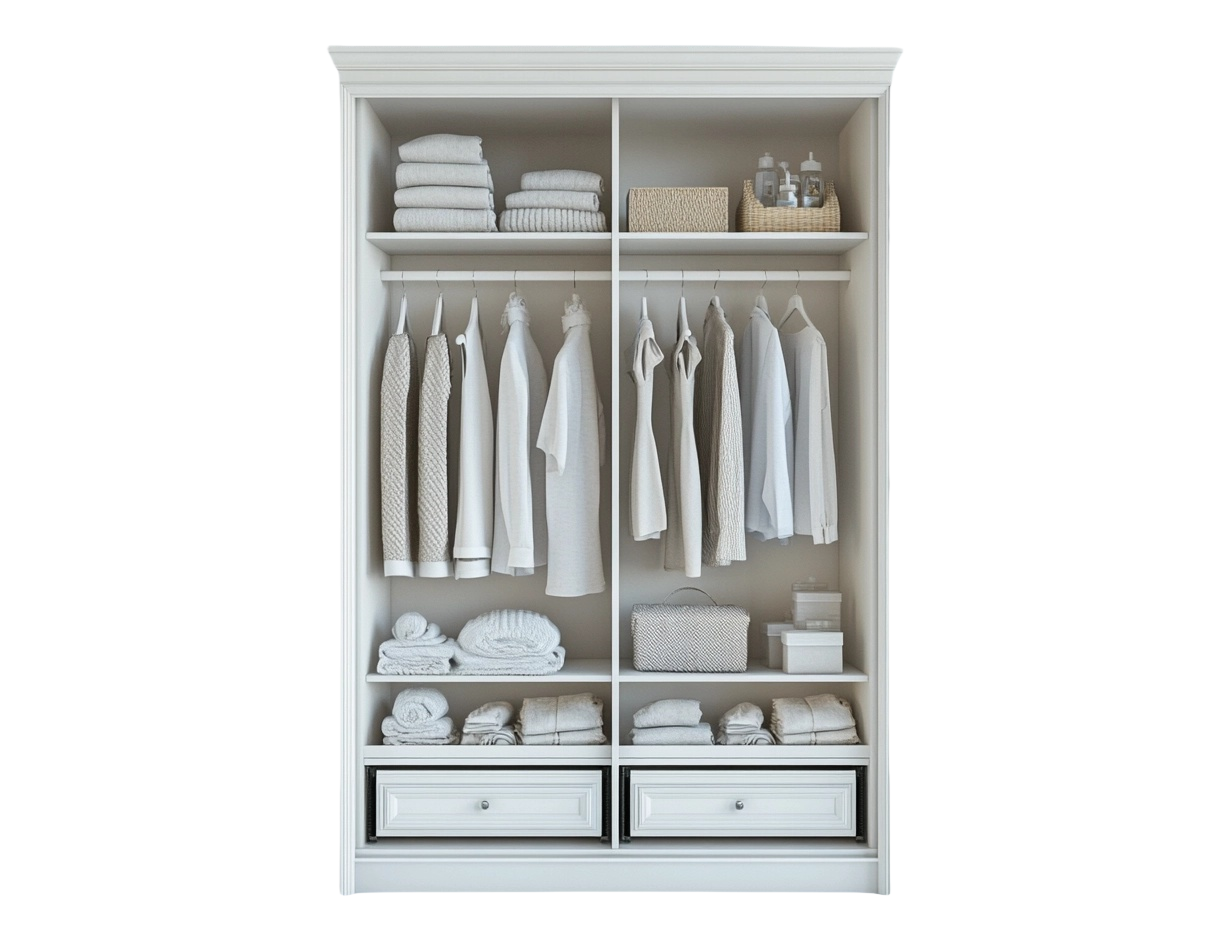 Armario blanco de 180 cm con estilo contemporáneo y estructura de madera ideal para dormitorio o salón con múltiples opciones de almacenamiento ta5320432