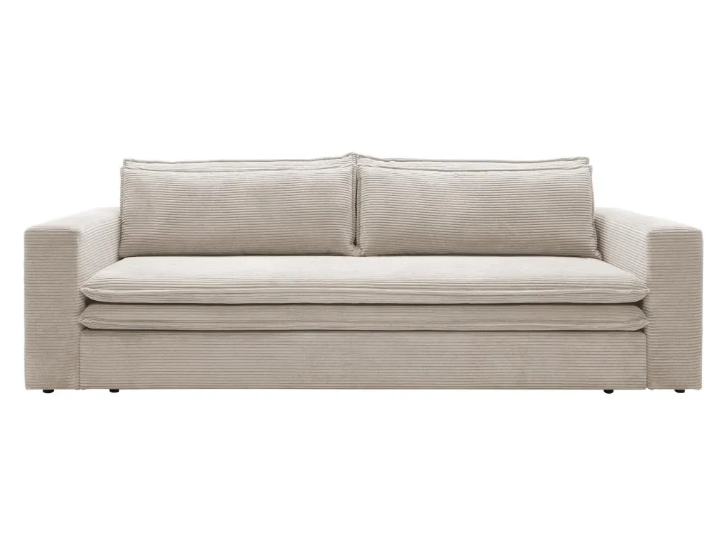 Sofá cama de 3 plazas de terciopelo acanalado color crema Jmmhogar