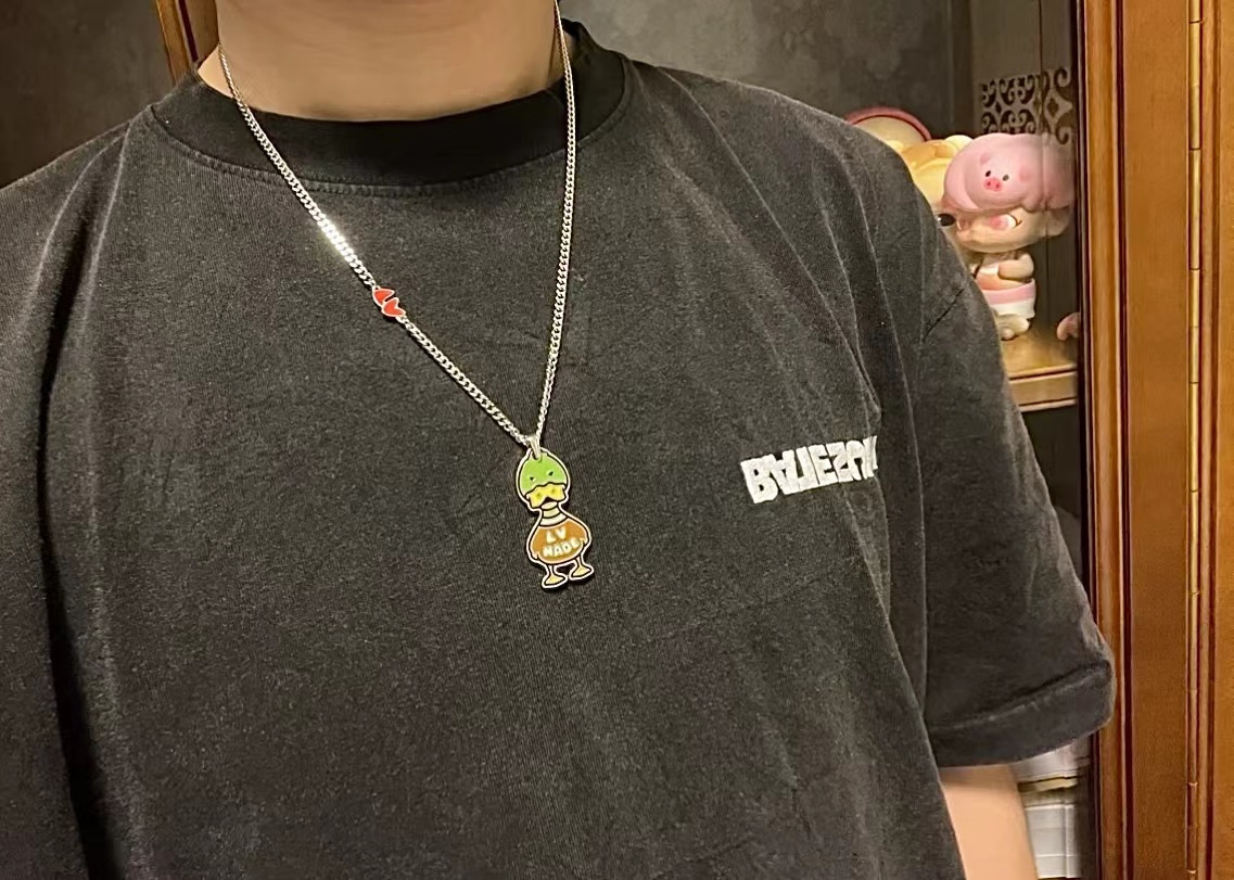 Louis Vuitton x Nigo Duck Pendant Necklace Silver - Original Replica Club