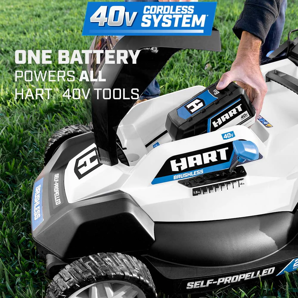 HART 40-Volt 20-inch Self-Propelled Battery-Powered Brushless Mower Kit, (1) 6.0Ah Lithium-Ion Battery - Image 10