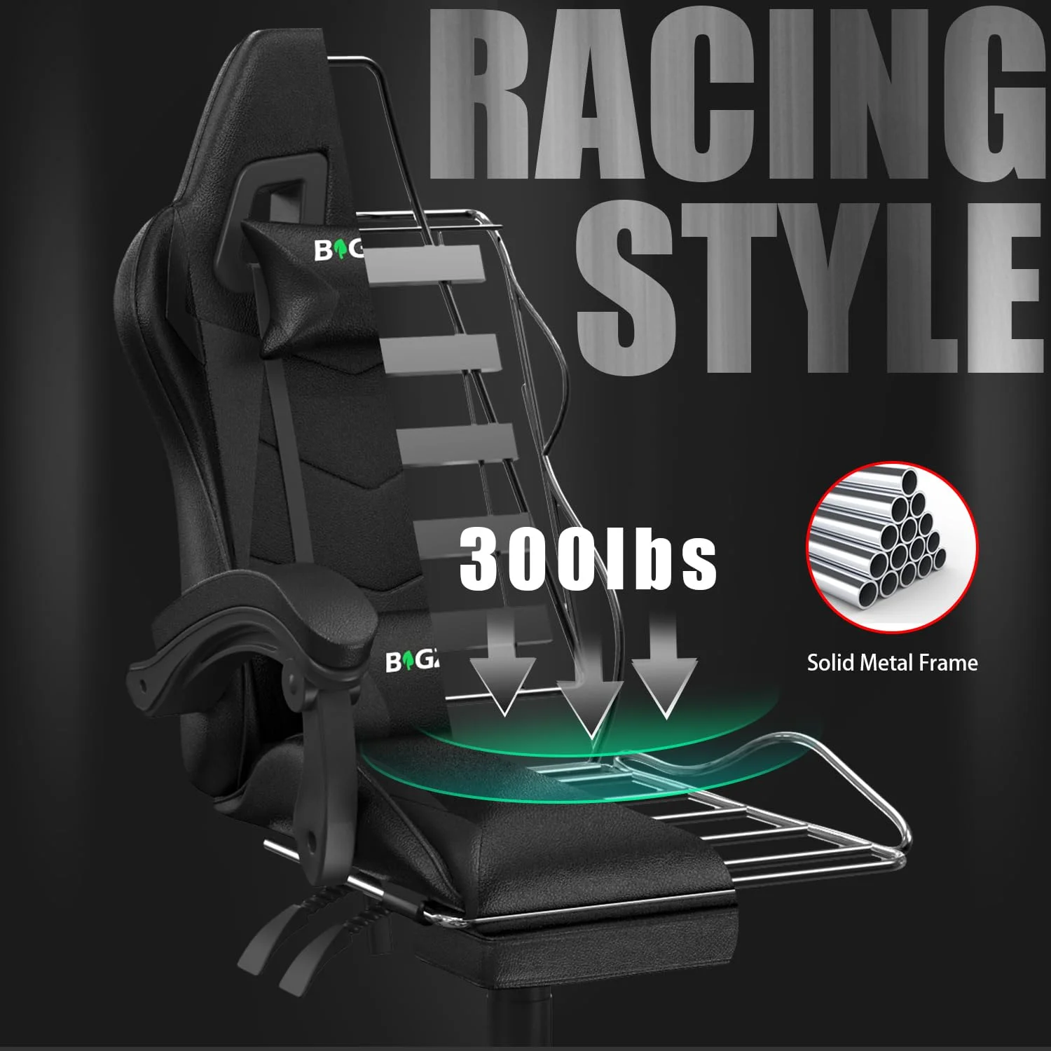 Bigzzia Gaming Chair Office Chair, Ergonomic Game Chair with Height Adjustable Headrest and Lumbar Support for Adults Teens, Black & White - Image 37