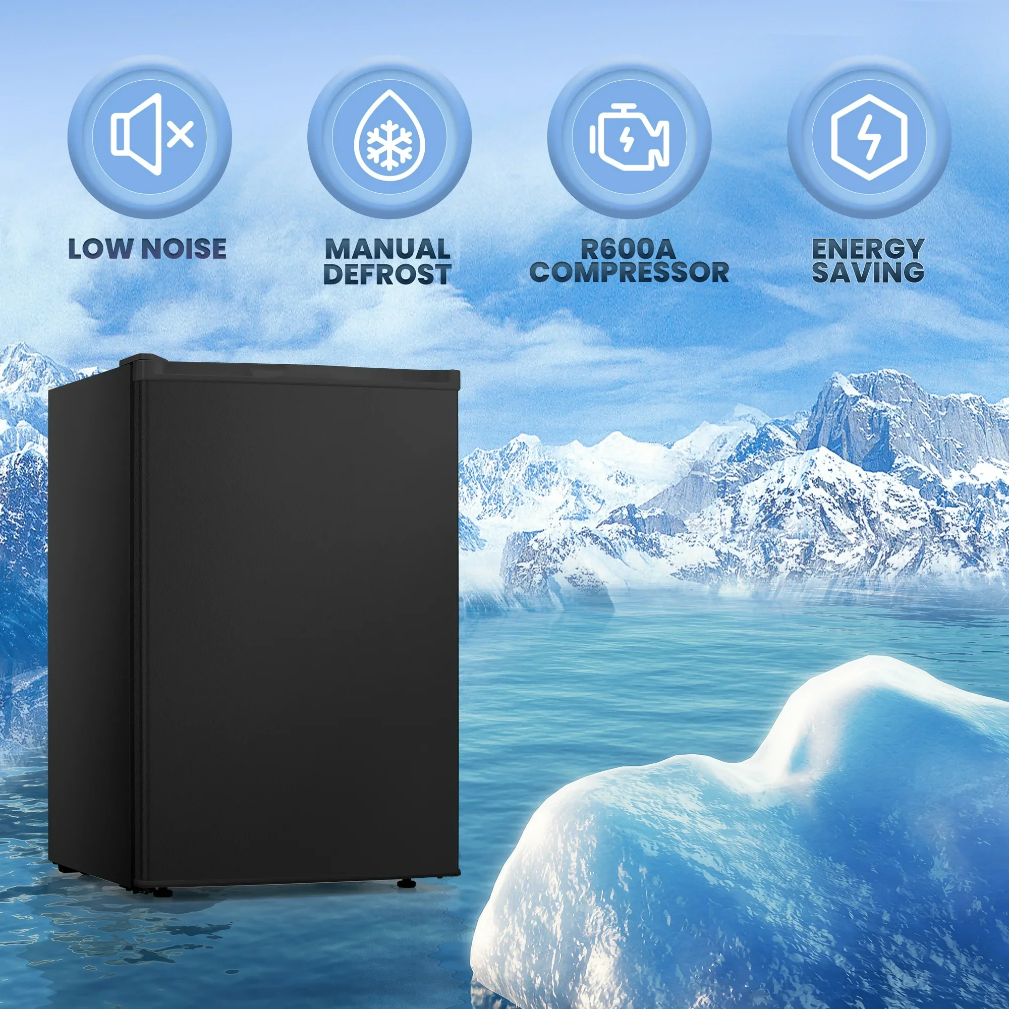 Electactic Upright Freezer, Energy Saving 3.0 Cu.ft Single Door Compact Upright Freezer with Reversible Door(Black) - Image 9
