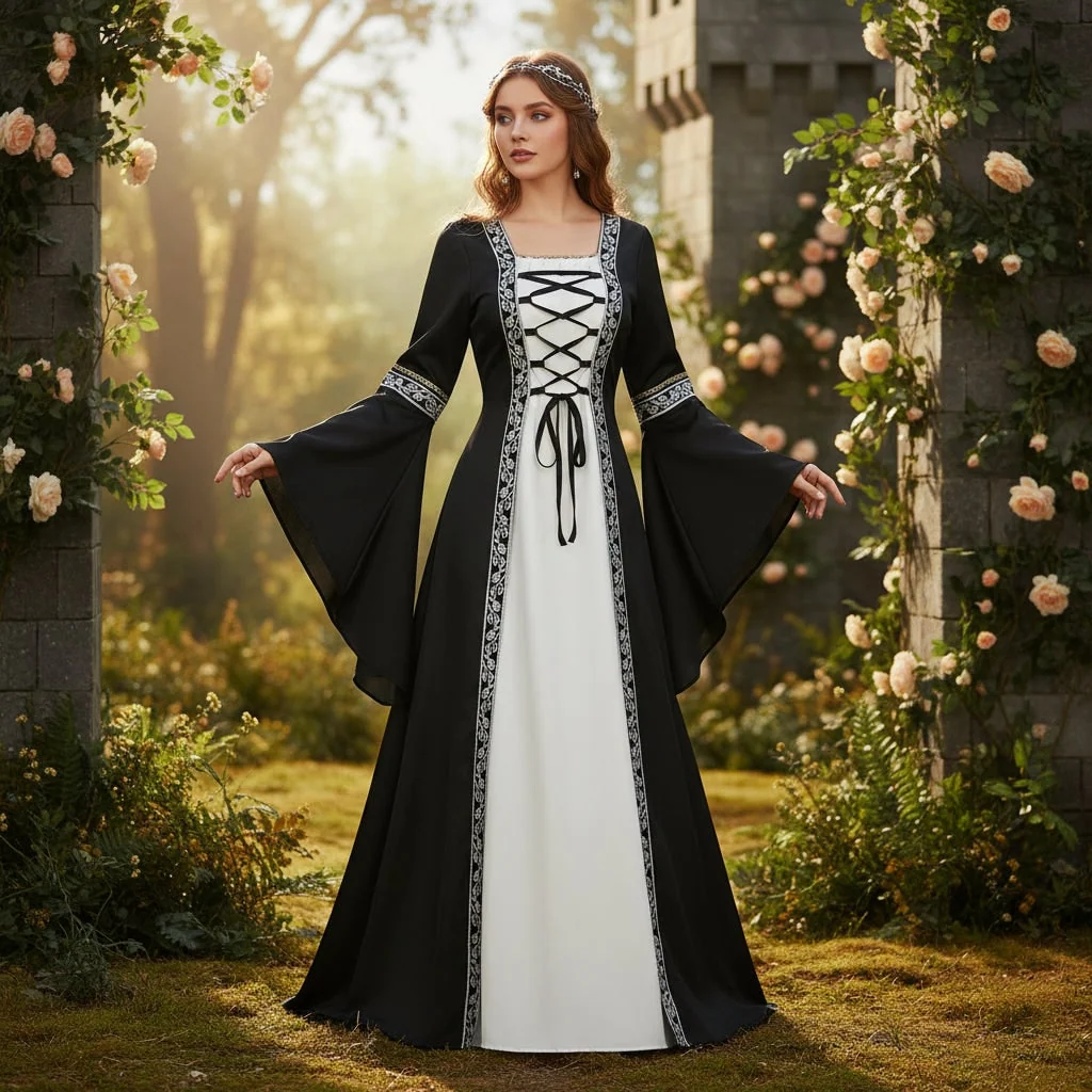Halloween Costumes Womens Medieval Dress Renaissance Outfit - Image 2 Halloween Costumes Womens Medieval Dress Renaissance Outfit - Image 2