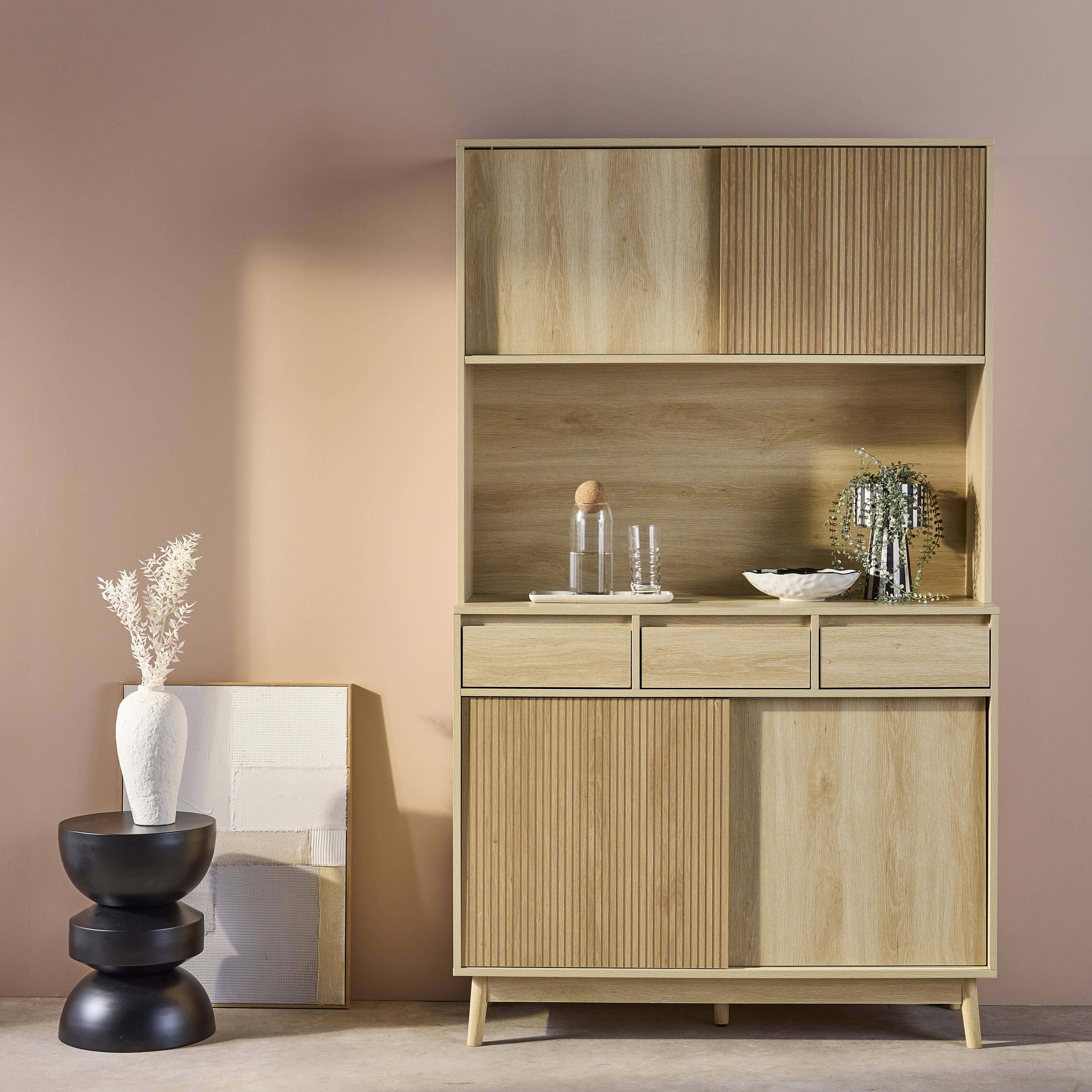 Linear - Aparador decorado en madera 4 puertas 3 cajones, 110cm