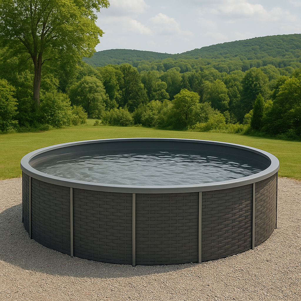 Piscina tubular redonda Redonda Sí Piscina Tubular PVC, Acero Jardín, Exterior Gris grafito 457x107 cm