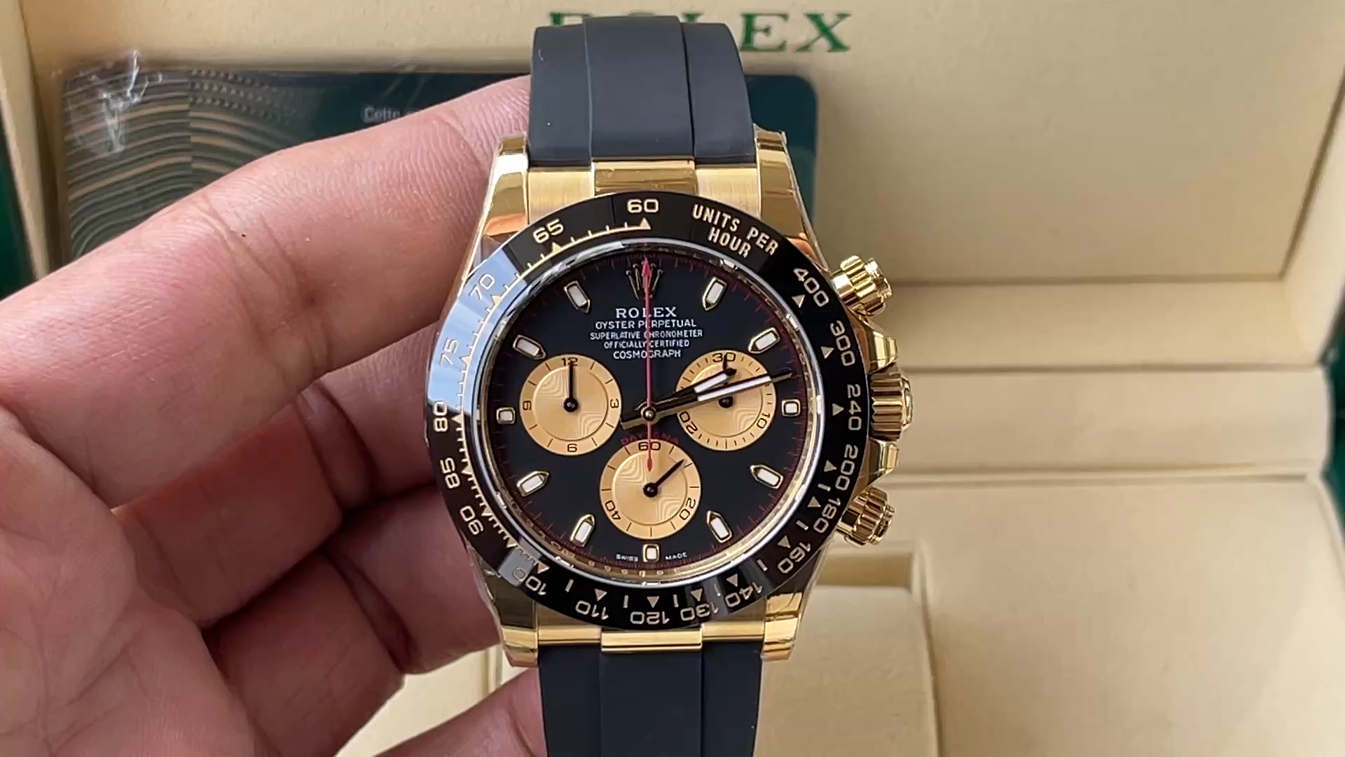 Rolex Cosmograph Daytona 116518LN Yellow Gold Black Dial 40mm Mens Replica Watch