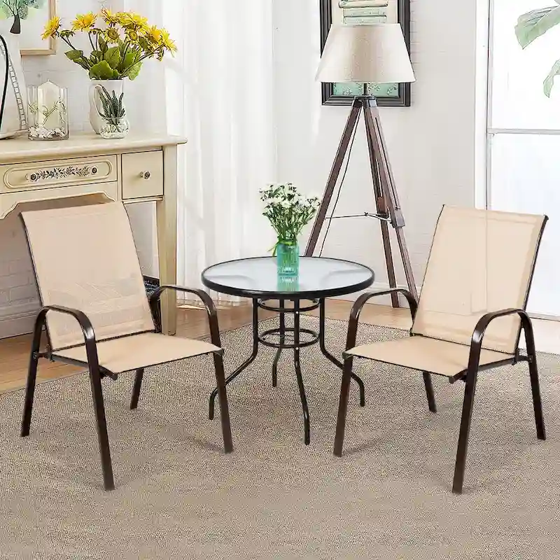 Costway Set of 4 Patio Chairs with Armrests for Garden and Deck - View Details