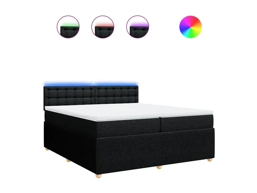 Cama box spring con colchón tela negro 200x200 cm tyk3519093