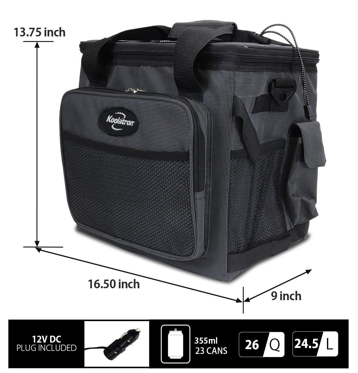 Koolatron 12V Electric Cooler Bag, 25L (26 qt), Collapsible, Gray/Black - Image 10