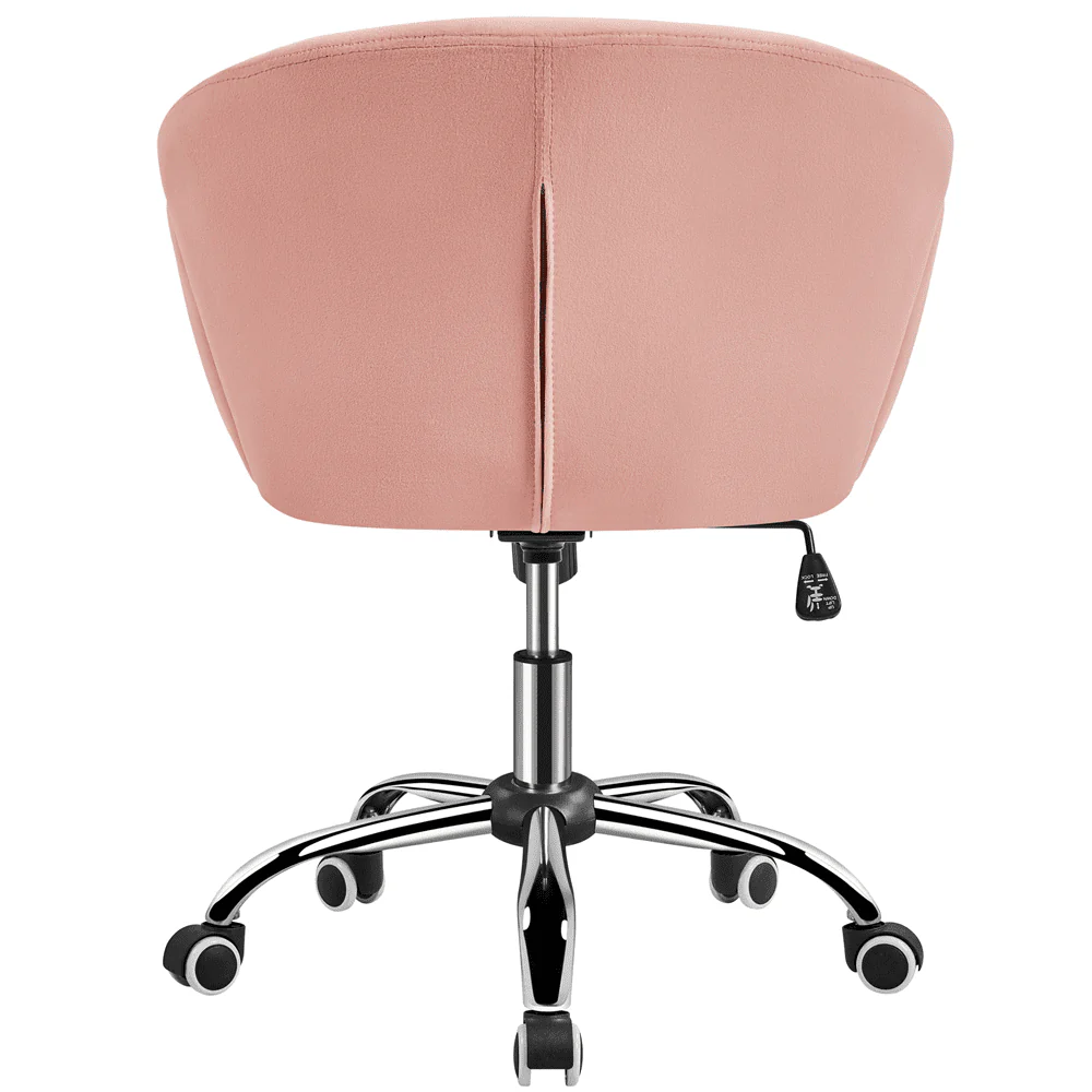 Yaheetech Modern Vanity Chair Swivel Rolling Chair with Armrests, Pink - Image 2