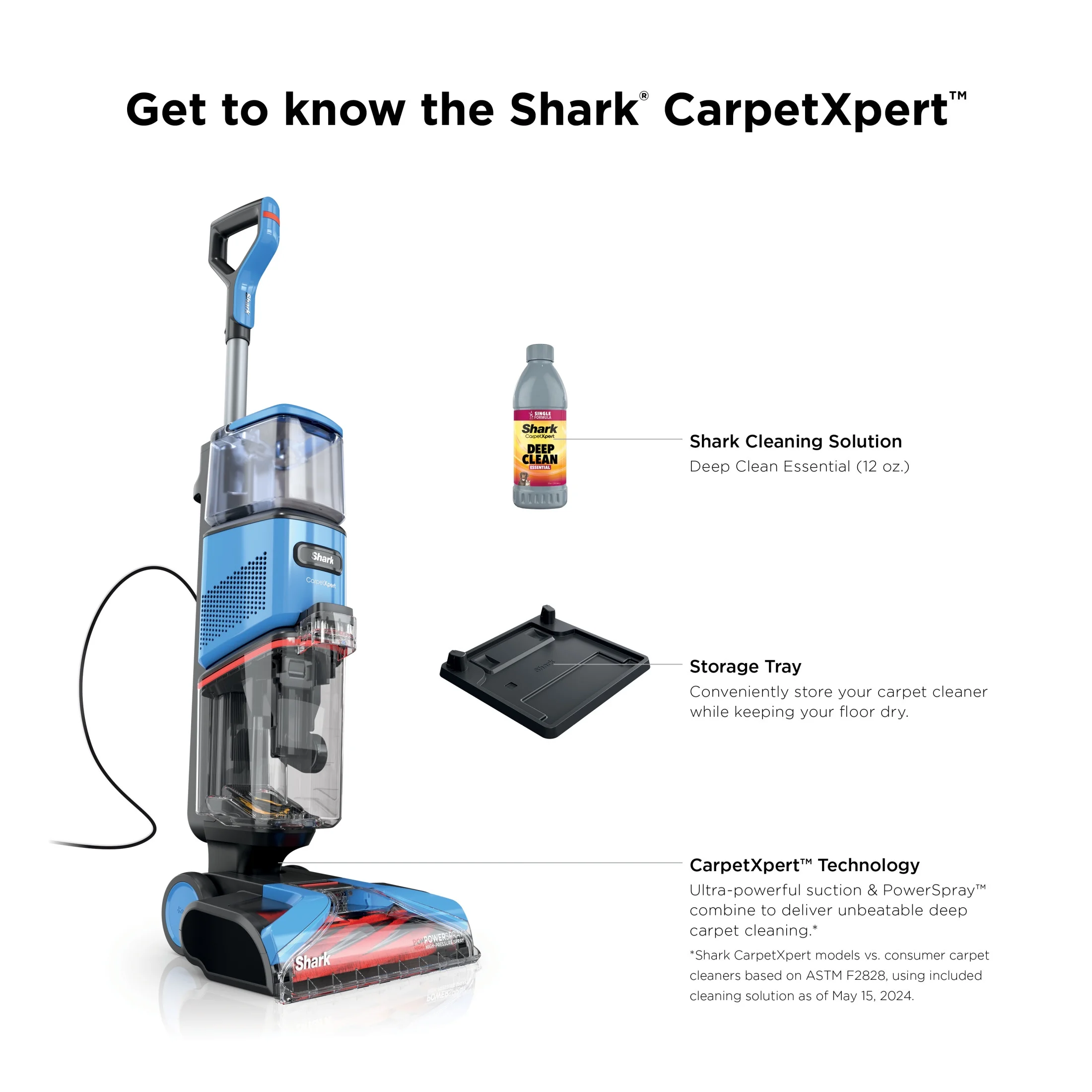 Shark? CarpetXpert? Upright Carpet & Area Rug Cleaner, Perfect for Pets, Lightweight & Powerful, Dirt, Grime, & Odor Removal, Carpet Shampooer, Cleaning Solution, Blue, EX121BRN - Image 8
