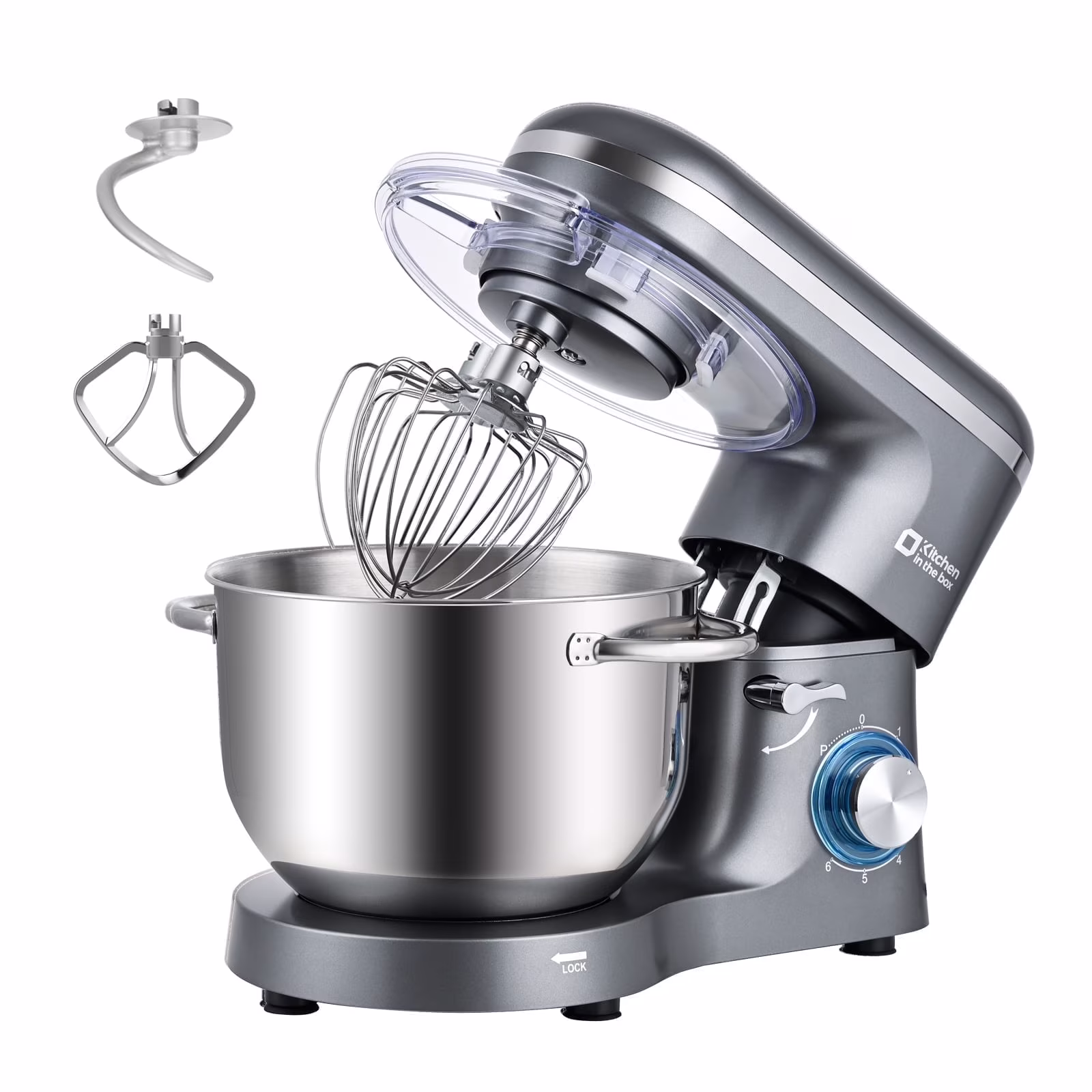 Kitchen in the box Tilt-Head Stand Mixer, Electric Kitchen Mixer with 6.5QT Stainless Steel Bowl, 660W Food Mixer with 6-Speed, Black - Image 3