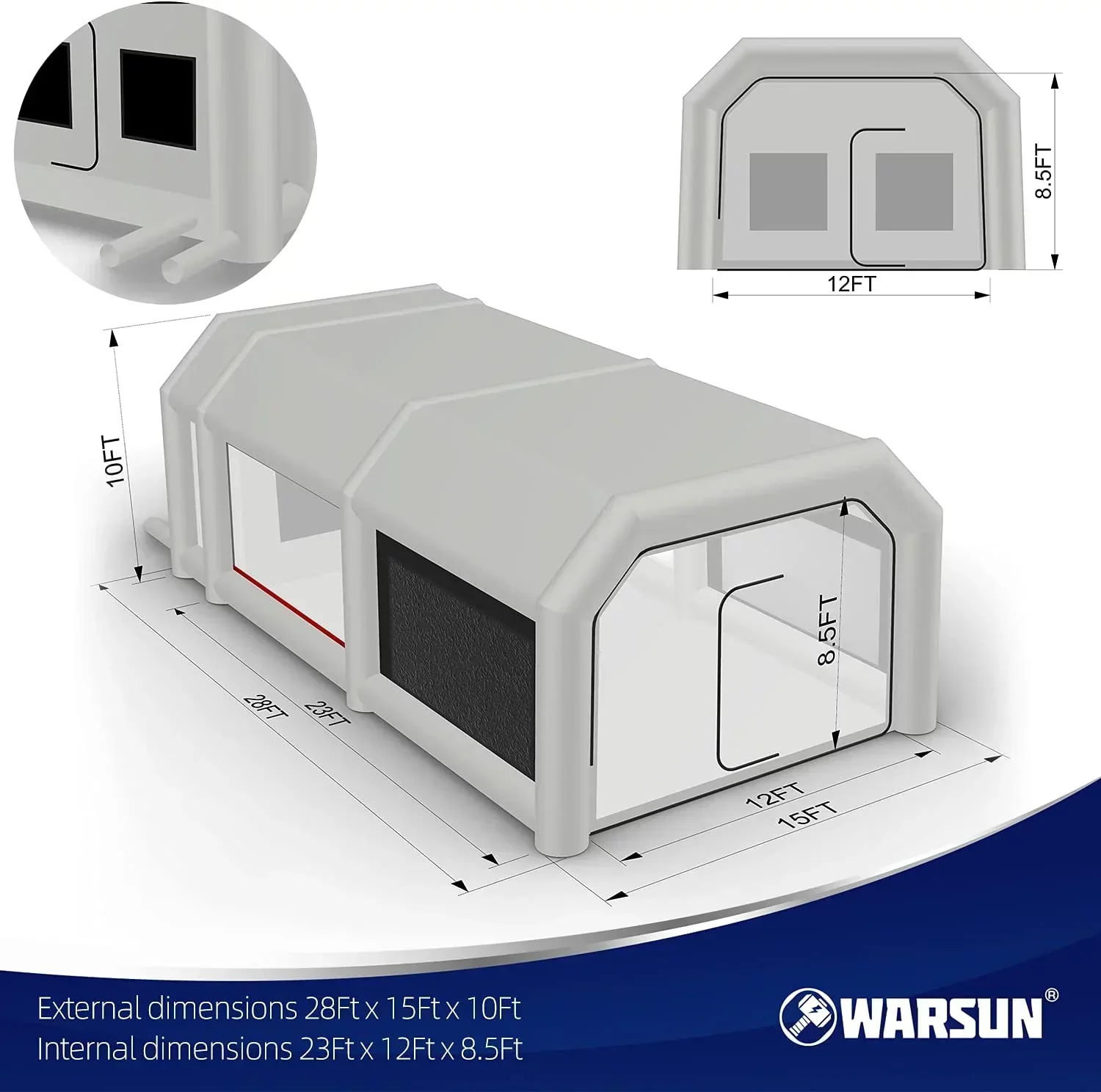 WARSUN Inflatable Paint Booth With Air Filter System, 28X15X10Ft, 950W+750W Blowers - Image 3 WARSUN Inflatable Paint Booth With Air Filter System, 28X15X10Ft, 950W+750W Blowers - Image 3