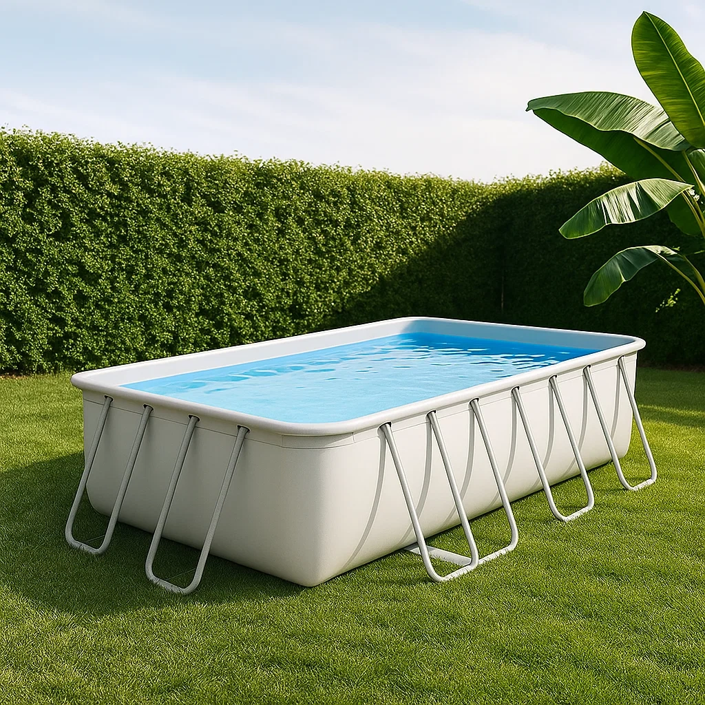 Piscina tubular,rectangular,5000 litros,estructura metálica,material PVC,color blanco,fácil instalación,400x200x100 cm - JJ0OJrav05dm