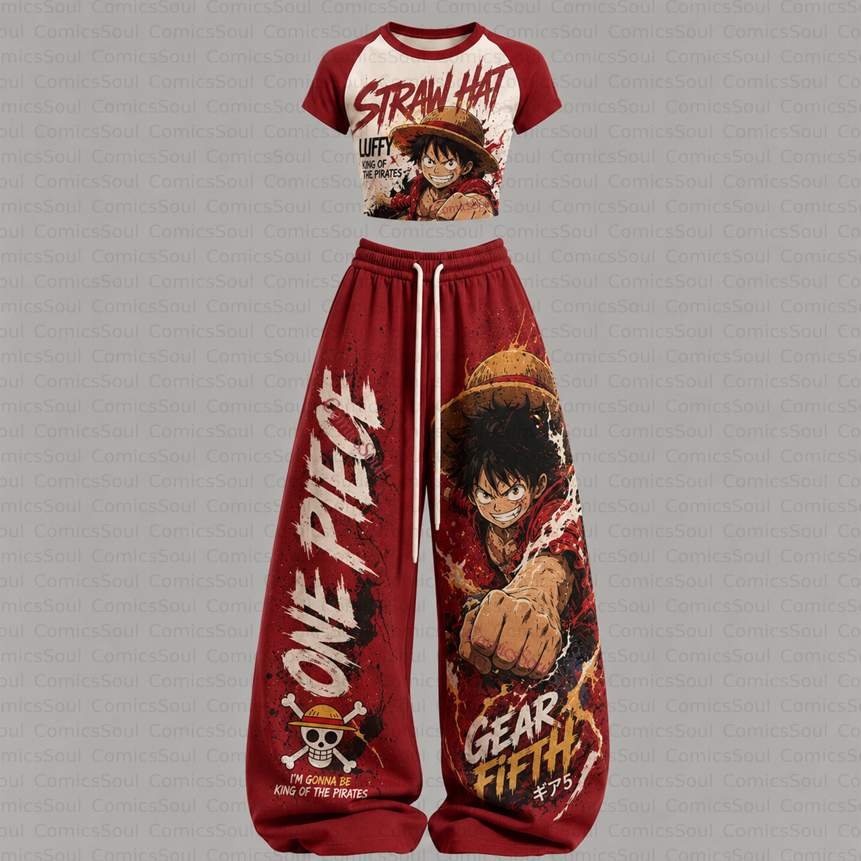 ONE PIECE T-Shirt & Elasticated Trousers Two-Piece Set