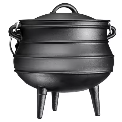 Bruntmor Pre - Seasoned Cast Iron Cauldron - Bruntmor African Potjie Pot with Lid - 3 Legs for Even Heat Distribution - Camping Dutch Oven Cookware for Over - the - Fire Cooking - 10 Quarts, X - Large