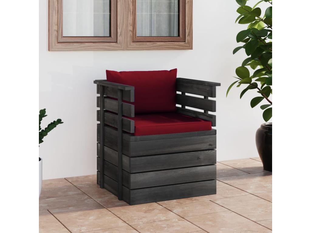 Sillón de jardín con cojines madera de pino