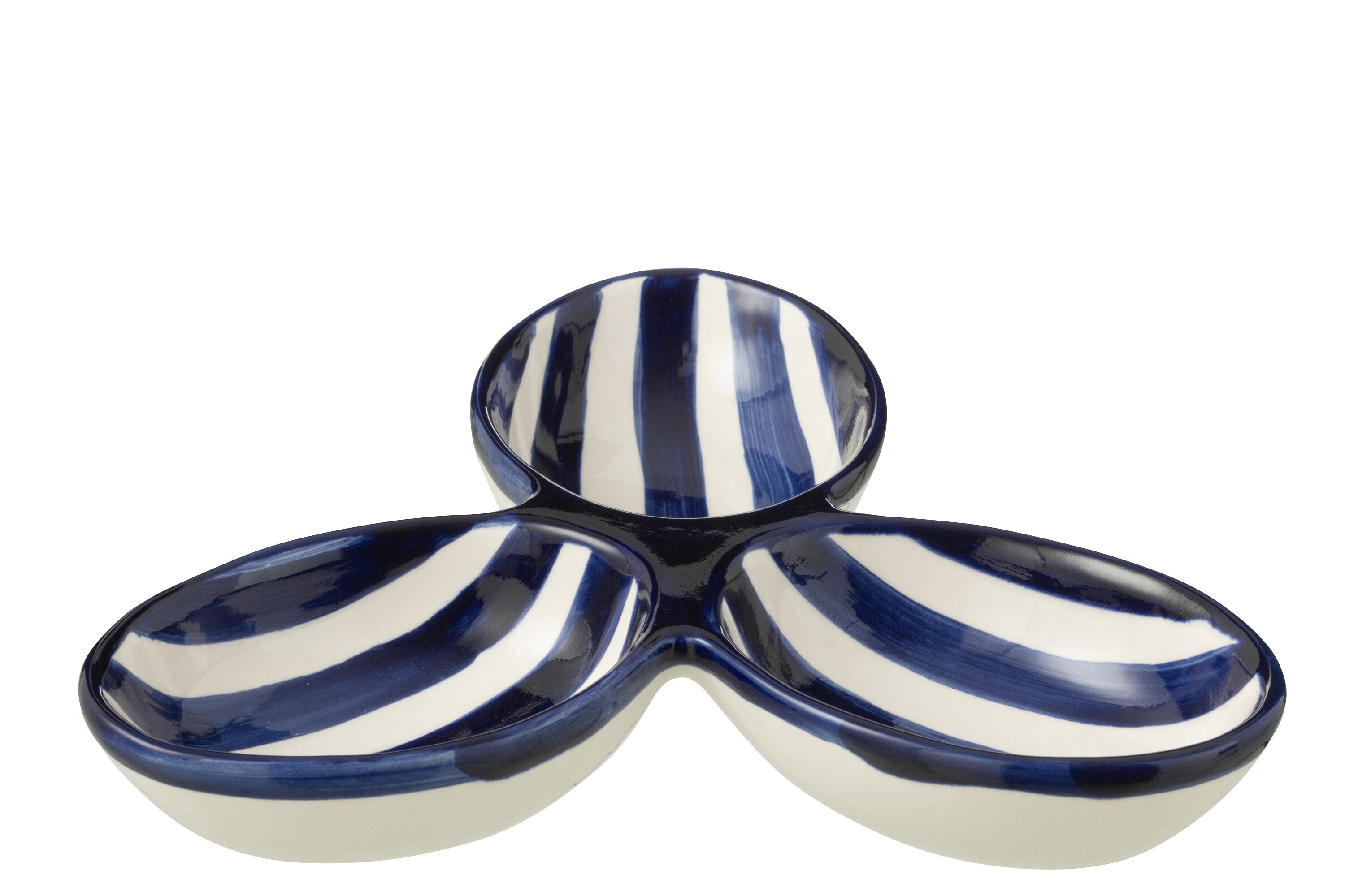 J-Line serveerschaal Granada Stripes Clover - keramiek - wit