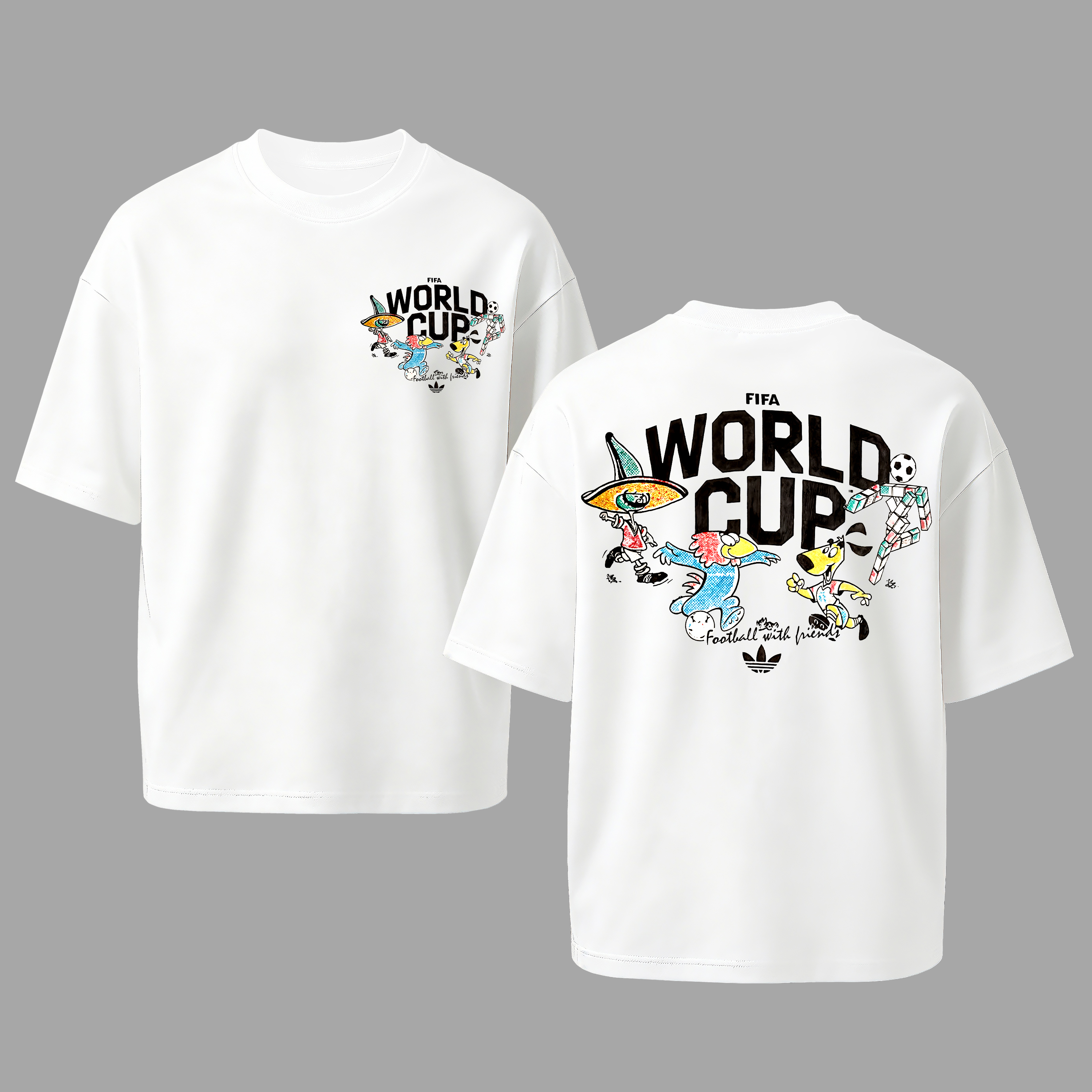 Past Mascot Graffiti Printed Oversized Unisex T-shirt