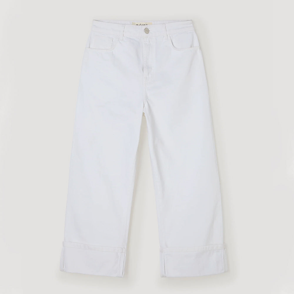 Rohe - Jeans Baggy Fit Turnup - Blanc Optique