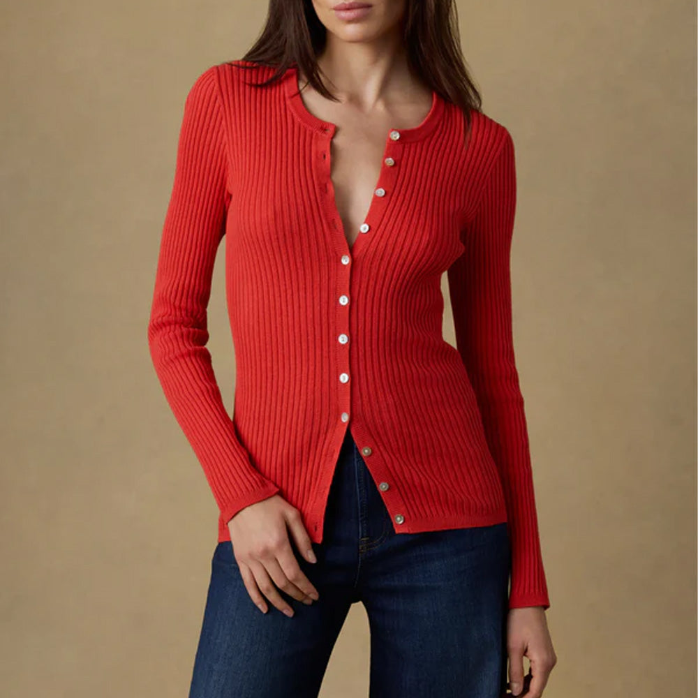 Faherty - Cardigan Miramar en lin - Rouge