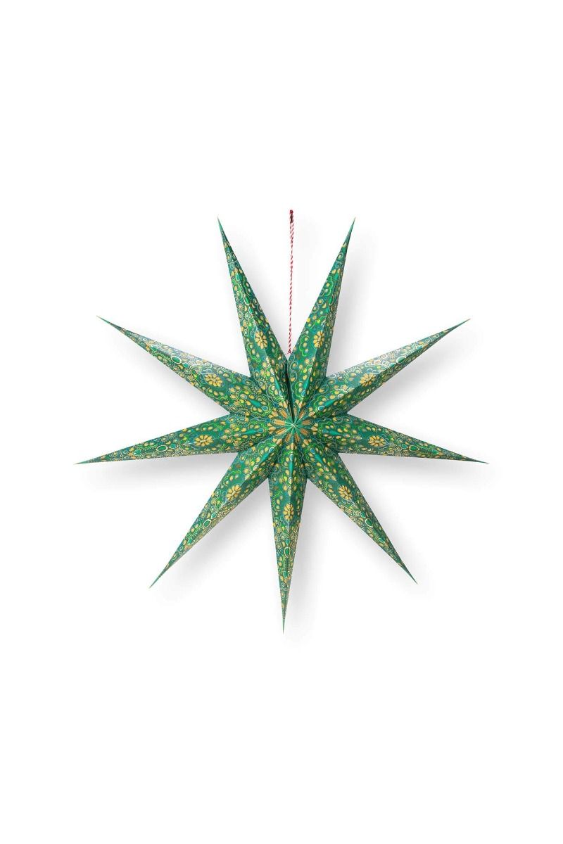 Christmas Star Paper Overall Print Dark Green 110cm