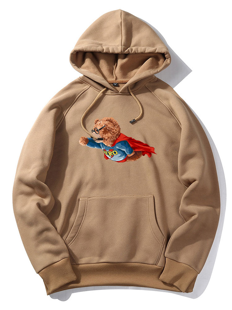 Superhero Bear Print Hoodie