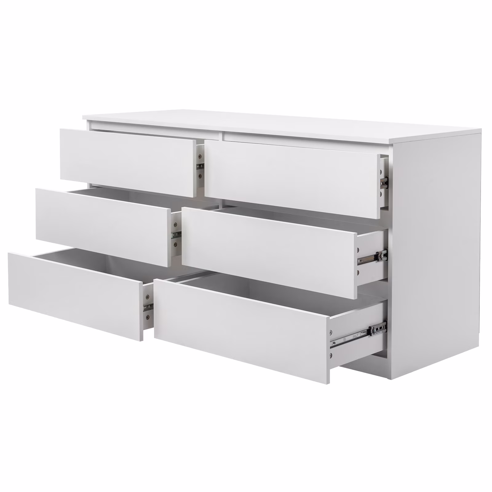 Ktaxon 6 Drawer Double Dresser Wood Dresser Storage Cabinet Drawer Organizer Chest Of Drawers, White - Image 8
